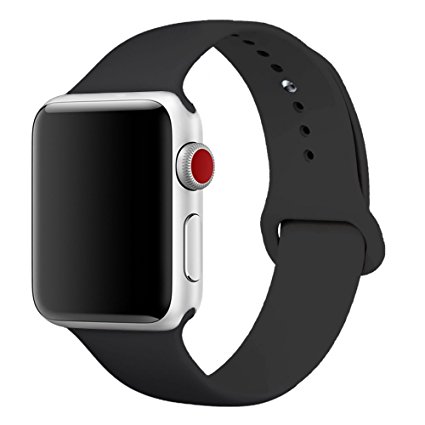 SIRUIBO Band for Apple Watch 38mm 42mm, Soft Silicone Sport Strap Replacement Bracelet Wristband for Apple Watch Series 3, Series 2, Series 1, Nike , Edition, S/M M/L Size