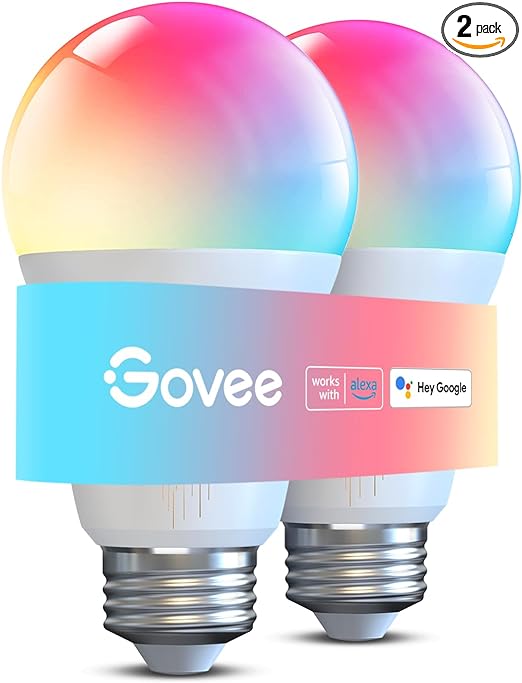 Govee Smart Light Bulbs 1200 Lumens, Color Changing Light Bulbs RGBWW Dimmable, Works with Alexa & Google Assistant, Color Lights Bulb, 12W 85W Equivalent A19 LED Bulbs for Bedroom Living Room, 2 Pack