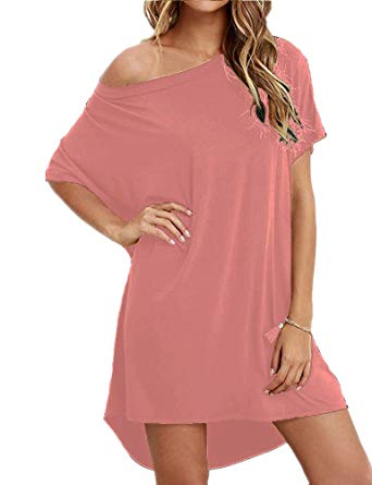 Hioinieiy Women’s Loose Short T-Shirt Dresses, Plus Size Tops, Soft Nightshirts Nightgowns