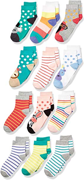 Spotted Zebra Kids' 12-Pack Ankle Socks