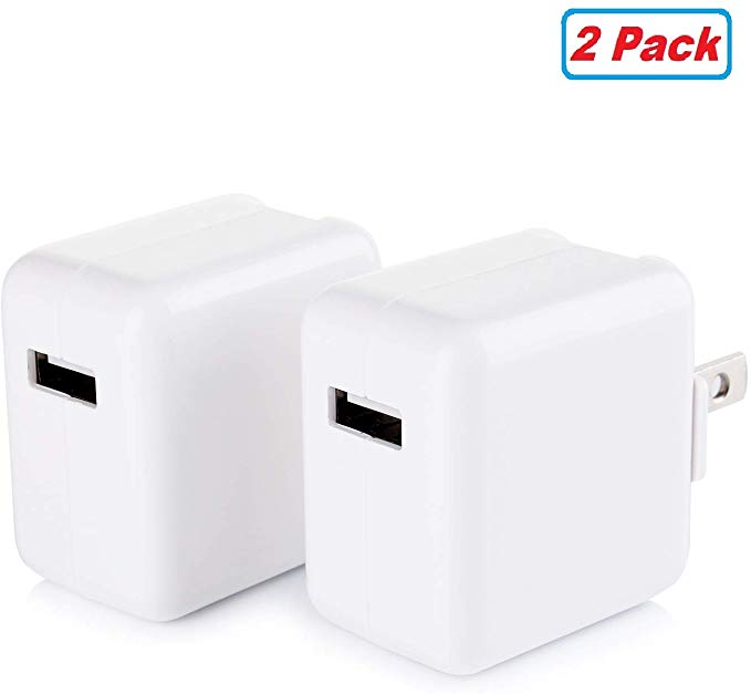 i Phone Charger, USB Wall Charger Fast Charging, [2 Pack] 2.4A/12W Fast Wall Charger Adapter for i Phone XS Max XS XR X 8 7 6s 6 Plus SE 5S 5, i Pad Pro/Mini/Air, Samsung Galaxy S10 S9 S8 Plus, Google