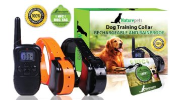 Remote Control Training Collar by Naturepets - Safe and Effective Rechargeable And Rainproof Bark Collar with LCD Screen and 100 Vibration and Shock Levels - Includes Training eBook and NFC Dog Tag as Bonus Gifts