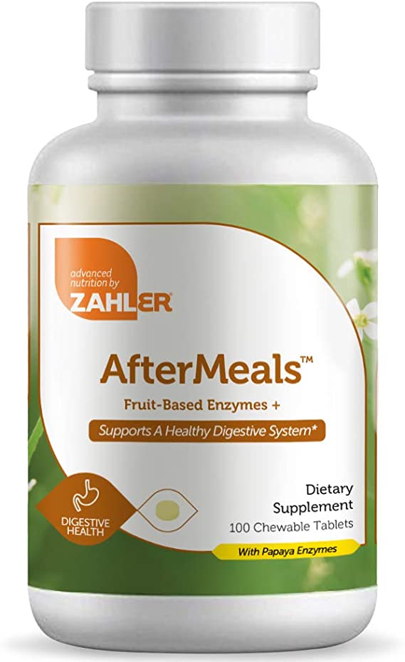 Zahler Aftermeals, Natural Antacid Chews, Fruit-Based Enzymes , Certified Kosher, 100 Chewable Tablets