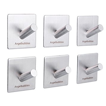 Angelbubbles Self Adhesive Hooks for Hanging 6pcs/pack 3M Stickers SUS 304
