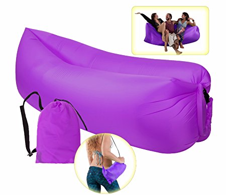 Inflatable Lounger Air Couch Sofa with Carry Bag,Portable Hangout Bean Bag for Camping, Beach, Park, Backyard Picnics & Music Festivals