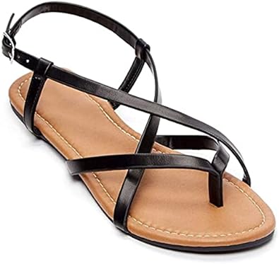 Charles Albert Classic Strappy Gladiator Flat Sandals for Women, Ankle Strap Travel Flats for Ladies