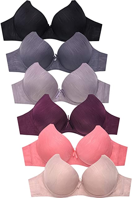 MaMia Women's Full Cup Push Up Lace Bras (Pack of 6)