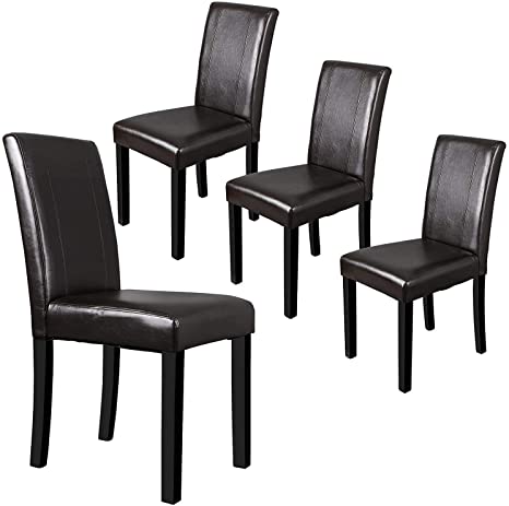 ZENY Leather Dining Chairs with Solid Wood Legs Chair Urban Style, Set of 4