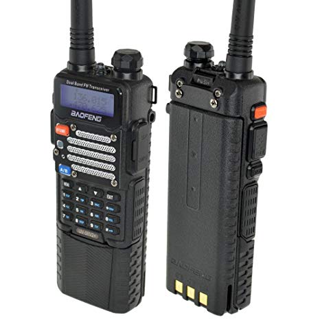 Baofeng Radio US Black UV-5R V2  w/ 3800mah Extended Battery Dual-Band 145-155/400-480 MHz FM Ham Two-way Radio, Improved Stronger Case, Enhanced Features (UV5RV2BLACK3800)