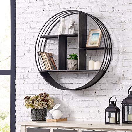 FirsTime & Co. Brody Industrial Circular Shelf, 27.5" Diameter x 6" Depth, Metallic Gray