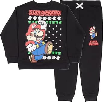 Nintendo Super Mario Bros Boys 2-Piece Set - Sweatshirt & Jogger Pants 2-Pack Bundle Set for Kids and Toddlers