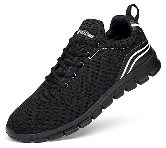 Belilent Women's Lightweight Walking Sneakers, Athletic Casual Running Shoes, Unisex Black White Gray Navy