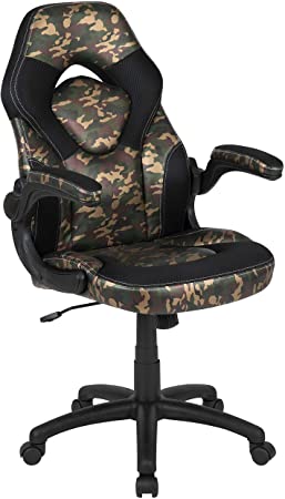 Flash Furniture X10 Gaming Chair Racing Office Ergonomic Computer PC Adjustable Swivel Chair with Flip-up Arms, Camouflage/Black LeatherSoft, BIFMA Certified