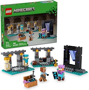 LEGO Minecraft The Armory Building Set, Includes Popular Minecraft Figures Alex and Armorsmith, Action Toy for Gamers and Kids, Gift for Boys and Girls 7 Years Old and Up, 21252