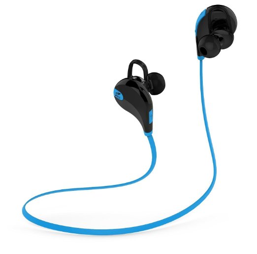 SoundPEATS Wireless Earbuds In-Ear Stereo Bluetooth Headphones with Mic for Sports Running(CVC6.0 Noice Reduction, Bluetooth 4.0, 6 Hours Play Time, Sweatproof) - QY7 Black&Blue