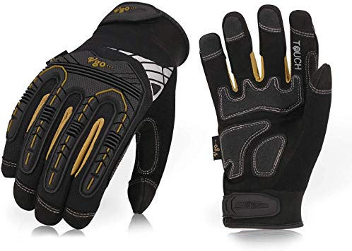 Vgo High Dexterity Heavy Duty Mechanic Glove, Rigger Glove, Anti-vibration, Anti-abrasion, Touchscreen (1Pair, Size M, Black, SL8849)