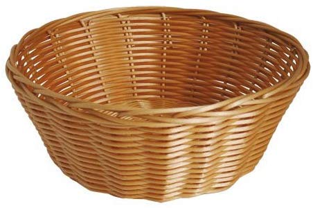 JVL Round Polyrattan Weaved Dishwasher Safe Basket, Brown, 23 x 8 cm