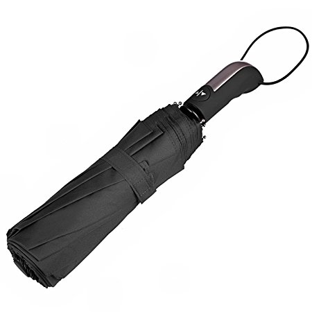 OBON Windproof Umbrella - Auto Open / Close - Stylish Black Design for Women / Men