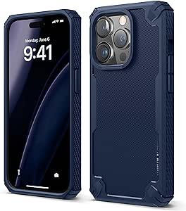 elago Armor Compatible with iPhone 14 Pro Case 6.1 Inch - US Military Grade Drop Protection, Heavy-Duty Protective Case, Carbon Fiber Texture, Tough Rugged Design, Shockproof Bumper Cover(Jean Indigo)