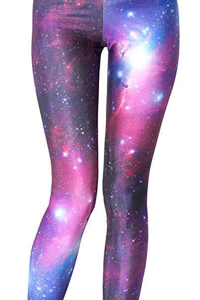 VOULOIR Womens Galaxy Star Printed High Waist Leggings Pants