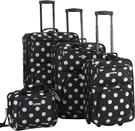 Rockland Dots 4-Piece Luggage Set, Black Dots, One Size
