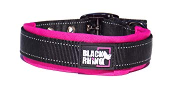Black Rhino - The Comfort Collar Ultra Soft Neoprene Padded Dog Collar All Breeds - Heavy Duty Adjustable Reflective Weatherproof