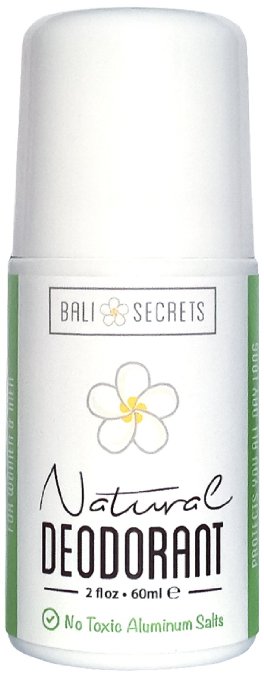 Natural Deodorant - Organic and Vegan - For Women and Men - Roll On - Reliable All Day Protection - No Baking Soda - No Parabens - No Aluminum Chlorohydrate - 2 floz60ml - Travel Size - Extra Strength - by Bali Secrets - Get the Best Deodorant