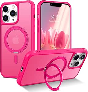 BENTOBEN for iPhone 13 Pro Max Case with Magnetic Invisible Kickstand[Compatible with MagSafe] Translucent Matte Slim Fit Protective Phone Case for iPhone 13 Pro Max 6.7 Inch 2021, Hot Pink