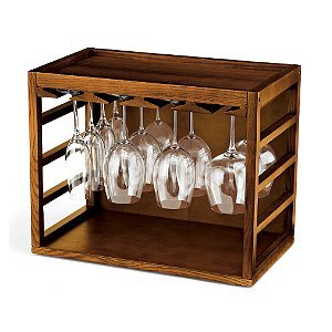 Cube-Stack Wine Glass Rack -Walnut Stain