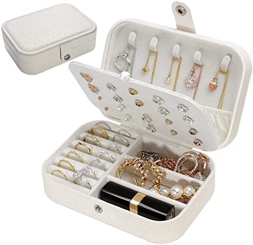 Jewelry Box, Travel Jewelry Organizer Cases with Doubel Layer for Women’s Necklace Earrings Rings and Travel Accessories