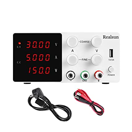 Realsun DC Bench Power Supply Variable 30V 5A with 4-Digital LED Display   Precision Adjustable Switching Regulated Adjustments