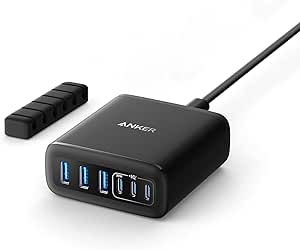 Anker USB-C Ladegerät, 6 Port Ladestation mit 112W Ausgang Leistung, Für iPhone 16/16 Plus/16 Pro/16 Pro Max/15/14/13/12 Series, MacBook Air, Pixel, Galaxy, iPad, und mehr (Ohne Ladekabel)