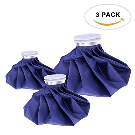 HOMMINI Ice Bag Packs of 3 - Reusable Hot & Cold Packs in 3 Sizes [6" 9" 11"] - No Leaks, No Drips