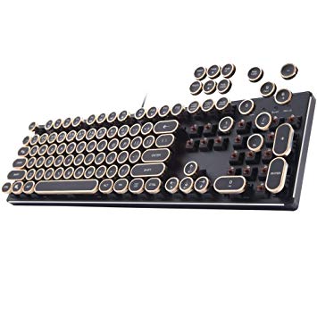 Migree USB Backlit Retro Typewriter Mechanical Keyboard - Khail Blue/Brown Switch - Full Metal Boby – LED Vintage Inspired Steampunk Gaming Keyboard–Mechanical Gaming Keyboard for PC/Mac/Gamer/Typist