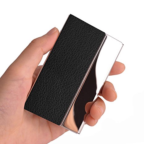MaxGear Professional Business Card Holder Business Card Case Stainless Steel Card Holder Keep Business Cards in Immaculate Condition Clemence Black