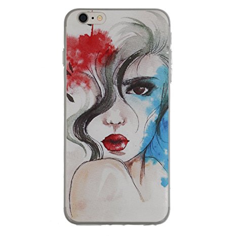6s case , iPhone 6 Girl / Female / Lady Case 4.7 inch , Sexy lady beauty belle illustration Red Lips Exquisite makeup Daintiness Painting soft TPU Slim Thin case for iphone6 and iphone 6s ( P1 )