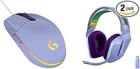 Logitech G733 LIGHTSPEED Wireless Gaming Headset   Logitech G203 Wired Gaming Mouse - Lilac