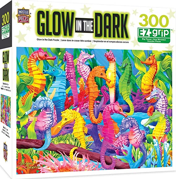 MasterPieces Glow in The Dark Singing Seahorses Large 300 Piece EZ Grip Jigsaw Puzzle by Michael Searle