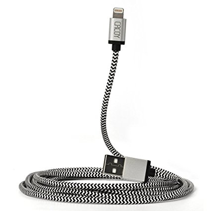 Lightning Cable 6.6ft/2m, CACOY Braided iPhone Charger -Apple MFi Certified- USB Charging Cord with Aluminum Housing for iPhone X/8/8 Plus/7 Plus/6s Plus/6/5s/SE, iPad Mini/Air/Pro-White and Black