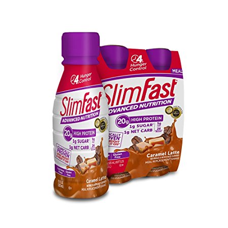 Slim Fast Advanced Nutrition, Meal Replacement Shake, High Protein, Caramel Latte, 11 Ounce, 4 Count