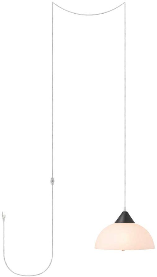 Globe Electric Finn 1-Light Plug-in Pendant, Dark Bronze, Frosted Plastic Shade, Clear Hanging Cord 60435