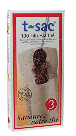 T-Sac Tea Filter Bags, Disposable Tea Infuser, Number 3-Size, 3 to 8-Cup Capacity, 100 Count