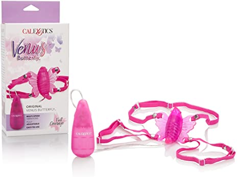 CalExotics Original Venus Butterfly Vibrator –Hands Free Strap On Personal Massager – Adult Fun Sex Toys for Couples - Pink