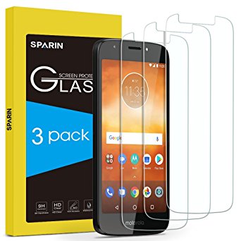 [3 Pack] Moto E5 Play Screen Protector, SPARIN Tempered Glass, Scratch Resistant, High Definition, 9H Hardness, Easy to install Protector for Motorola Moto E5 Play