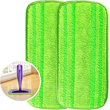 HOMEXCEL Microfiber Mop Pads Compatible with Swiffer Wetjet Pack of 2, Reusable Swiffer Wet Jet Mop Pad Refills,12-inch Microfiber Mop Refills, Mop Head Replacements for Wet & Dry Cleaning