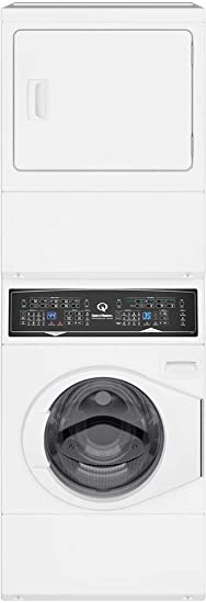 Speed Queen SF7003WG 27" Gas Stacked Washer and Dryer with Stainless Steel Tub, Balance Technology, Control Lock, Moisture Sensor, in White