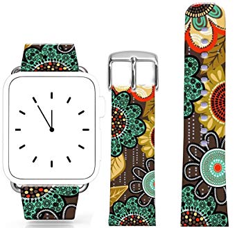 Band for Iwatch 42mm/44mm Series 1/2/3/4 / Topgraph Replacement Leather Strap Compatible for Apple Watch 42mm/44mm Beautiful Flower Print Floral Design