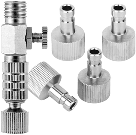 ABEST Airbrush Quick Disconnect Coupler Release Fitting Adjustment Valve Adapter with 5 Male Fitting, 1/8" M-F