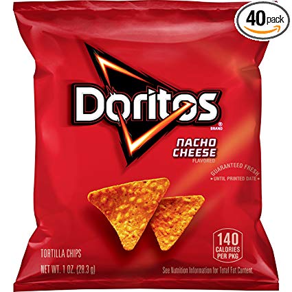 Doritos Nacho Cheese Flavored Tortilla Chips, 1 Ounce (Pack of 40)