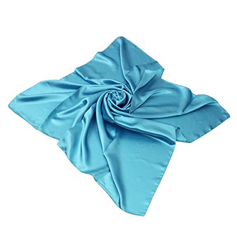 Elegant Large Silk Feel Solid Color Satin Square Scarf Wrap, 36 inch